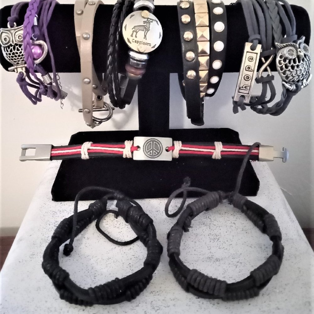 Leather Bracelet Bundle of 8